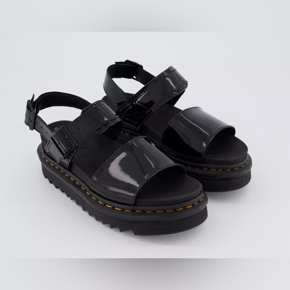 Dr. Martens Women's Patent  Leather Platform Open Toe Sandals Strappy Black US 7 - Picture 1 of 12